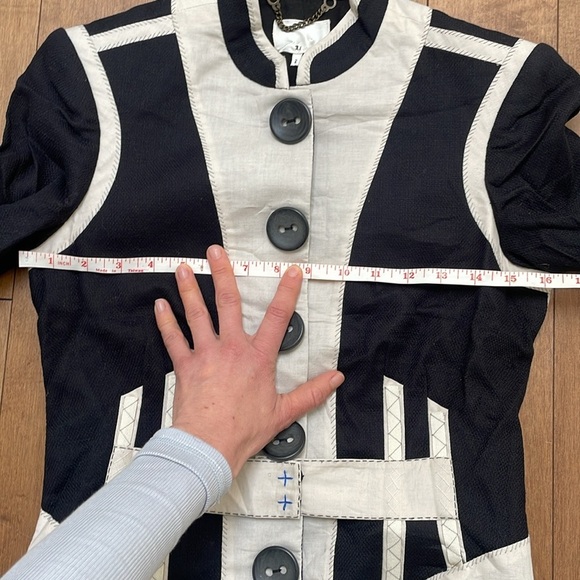 3.1 Phillip Lim Black and White Structured Blazer Jacket Size 2 buttons fitted - Picture 13 of 16